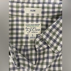 J Crew Slim Secret Wash Cotton Poplin Gingham Shirt (L)